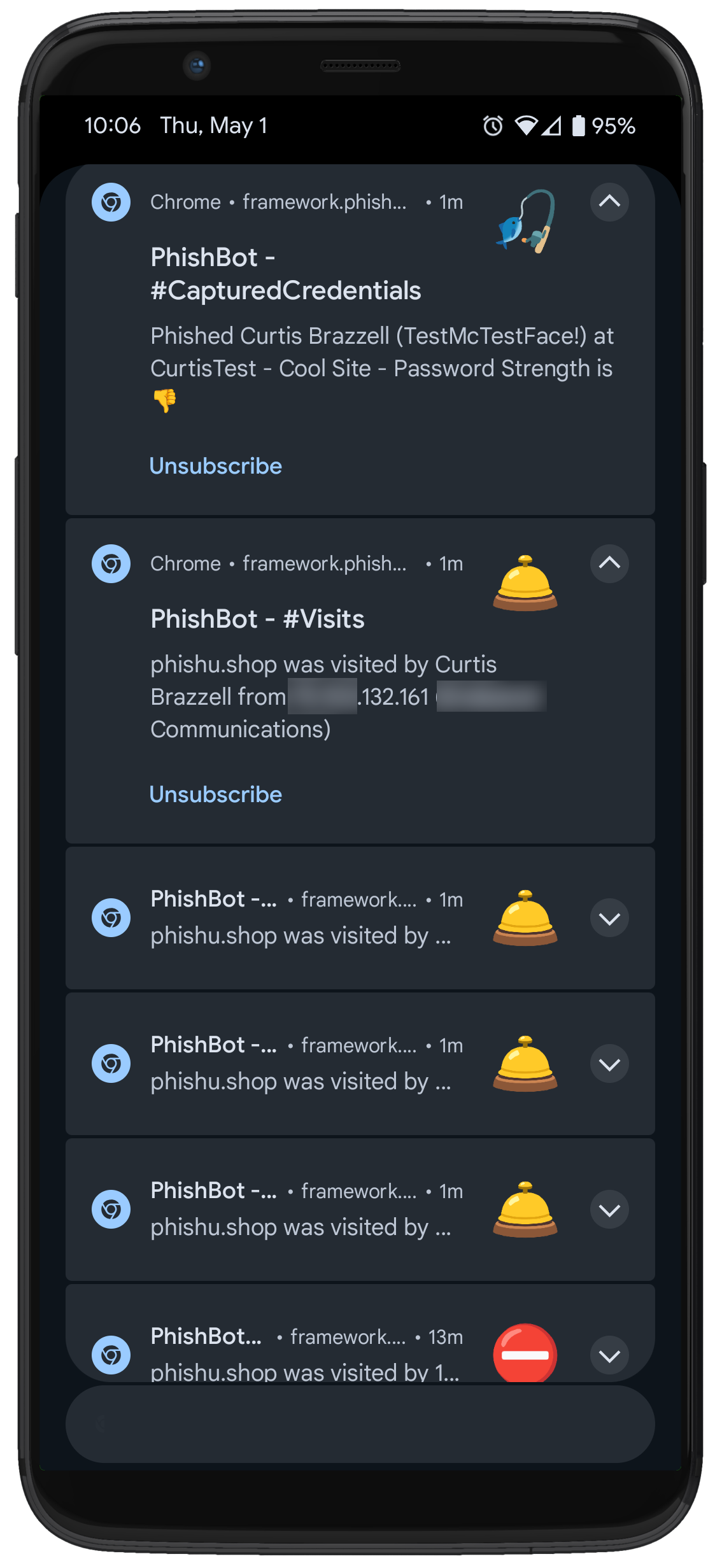 Mobile notification example